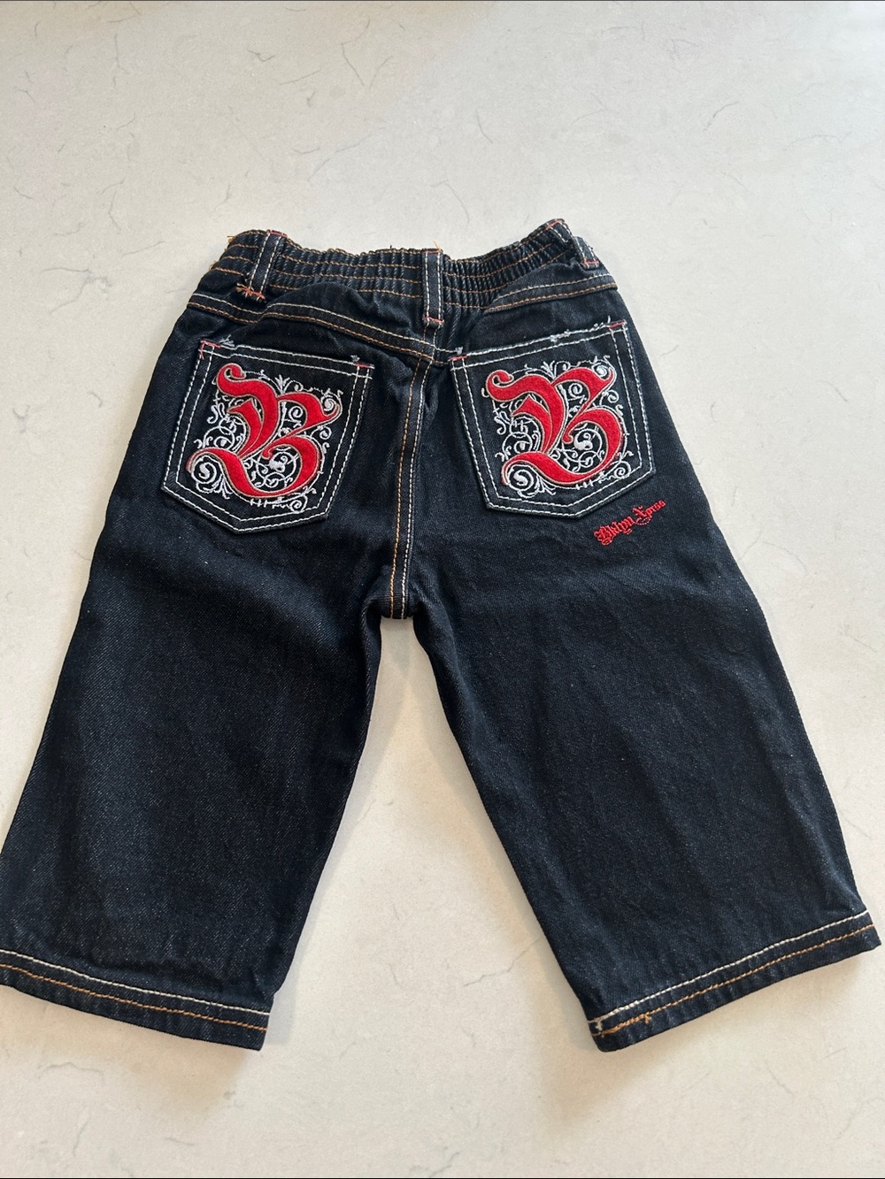Brooklyn Xpress- Y2K- 90’s Street Kids Denim Shorts with Red Embroidered Pockets